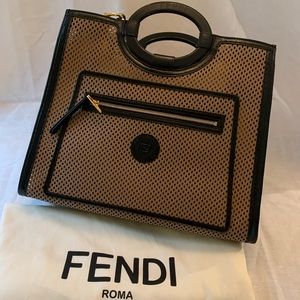 FENDI Perforated Leather Runaway Shopper Tote